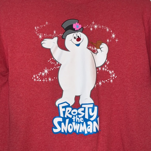 Frosty the Snowman M Red T-shirt Medium EUC Unisex - Picture 2 of 8